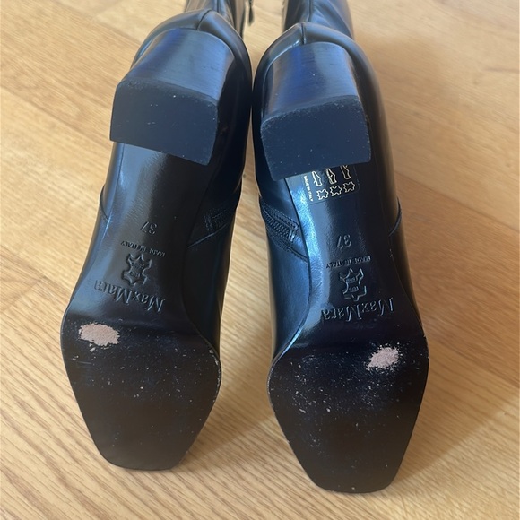🎆 MAXMARA Leather boots Elegant Black Leather MSRP $845 size 37 / 7 - Picture 6 of 10